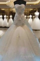 Mermaid Sweetheart Beading Chapel Train Tulle Wedding Dresses