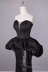 Mermaid Sweetheart Long Black Sequin Formal Prom Dresses