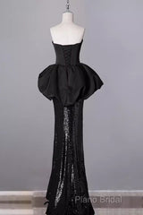 Mermaid Sweetheart Long Black Sequin Formal Prom Dresses