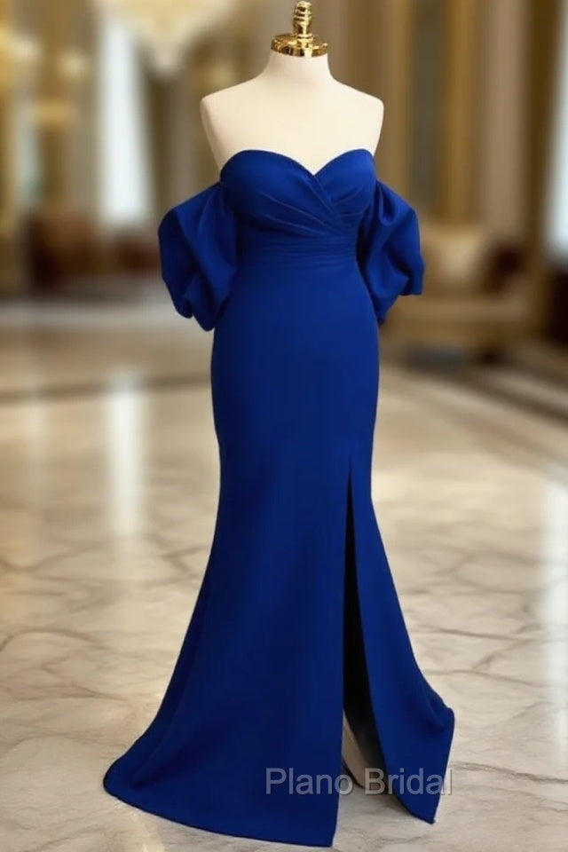 Mermaid Sweetheart Neck Satin Royal Blue Long Formal Prom Dresses Main image