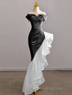 Mermaid / Trumpet Formal Prom Dresses Party Dresses Evening Party Floor Length Sleeveless Off Shoulder Tulle with Pearls Sequin