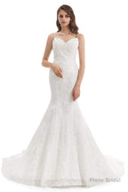 Mermaid Tulle Appliques Sequins Spaghetti Straps Wedding Dresses