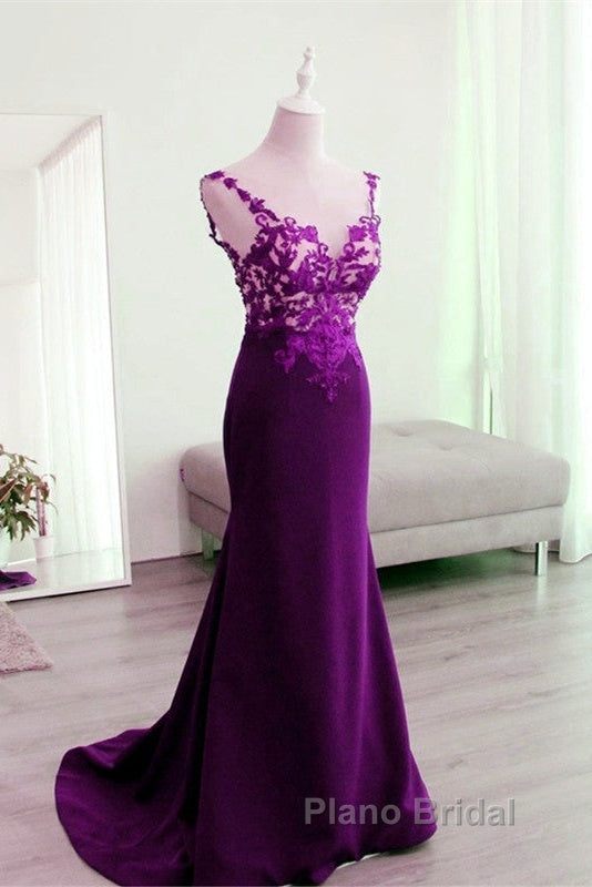 Mermaid V Neck Formal Prom Dresses Lace Open Back