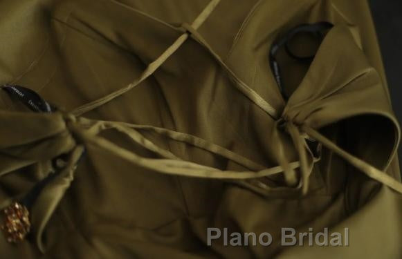 Mermaid V-Neck Satin Long Formal Prom Dresses Elegant Spaghetti Strap Formal Dresses