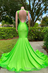 Mermaid V-neck Sequined Open Back Floor-length Sleeveless Lace Beading Formal Prom Dress