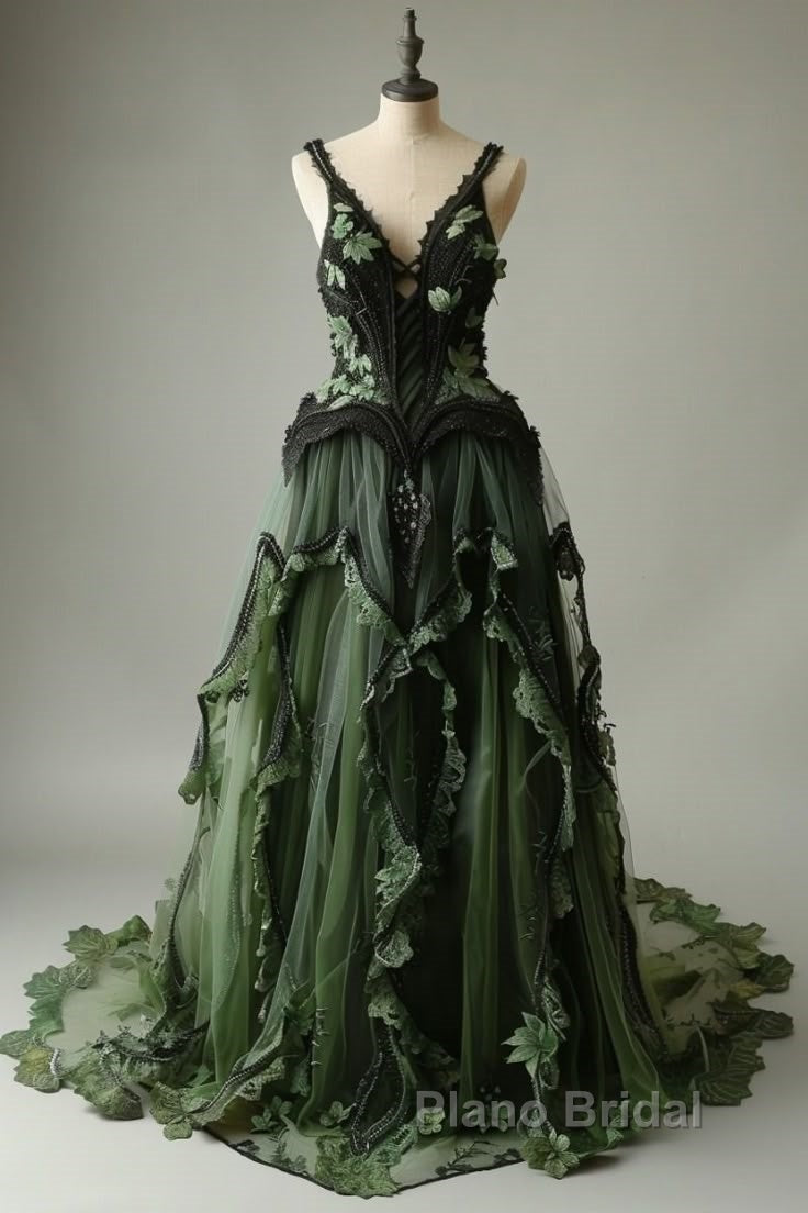 Mermaid V-Neck Tulle Applique Long Formal Prom Dresses Vintage Lace Formal Evening Dresses Secondary image