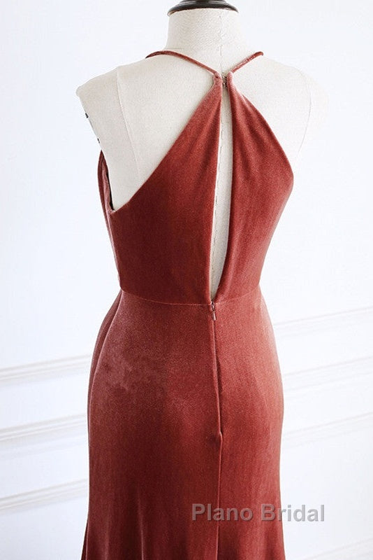 Mermaid Velvet Bridesmaid Dresses Draped Neck Secondary image