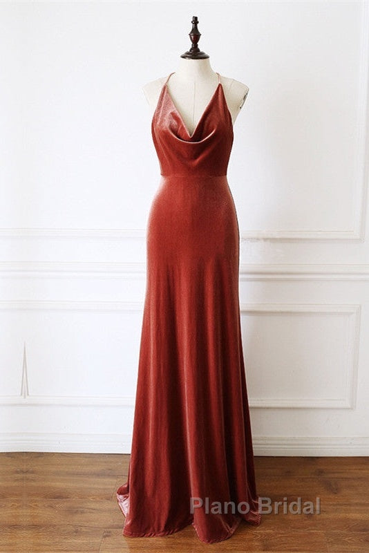 Mermaid Velvet Bridesmaid Dresses Draped Neck