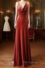Mermaid Velvet Bridesmaid Dresses Draped Neck