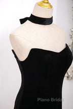 Mermaid Velvet Tulle Black Long Formal Prom Dresses, Black Long Formal Dresses