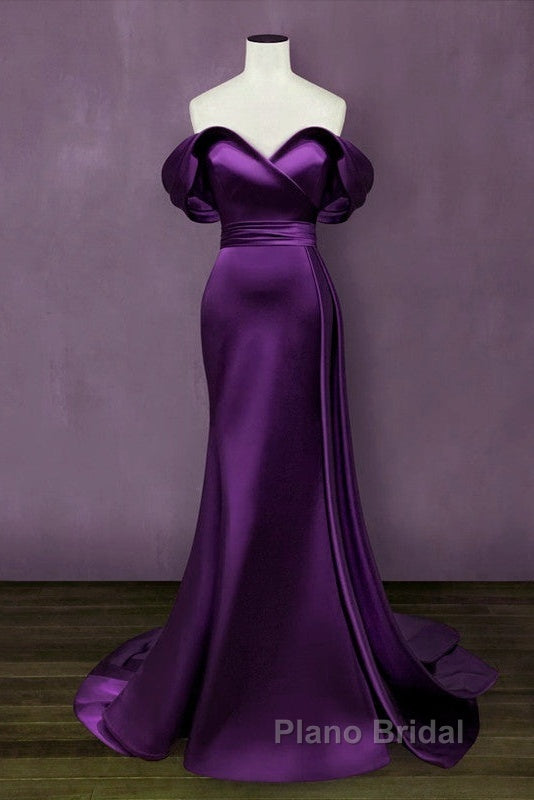 Mermaid Violet Formal Prom Dresses Off The Shoulder Secondary image