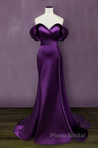 Mermaid Violet Formal Prom Dresses Off The Shoulder