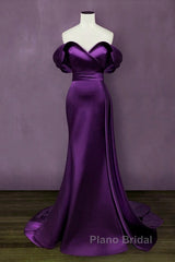 Mermaid Violet Formal Prom Dresses Off The Shoulder