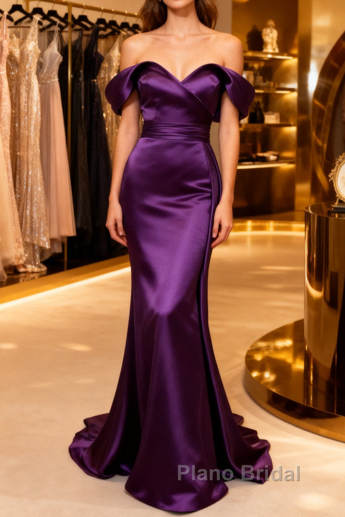 Mermaid Violet Formal Prom Dresses Off The Shoulder Main image