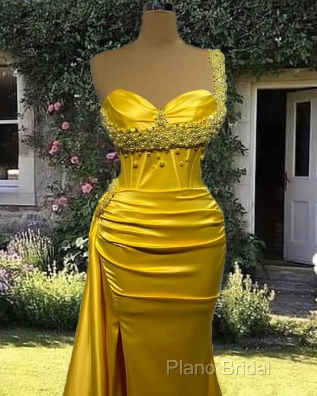 Mermaid Yellow Pearl Strap Dresses Secondary image