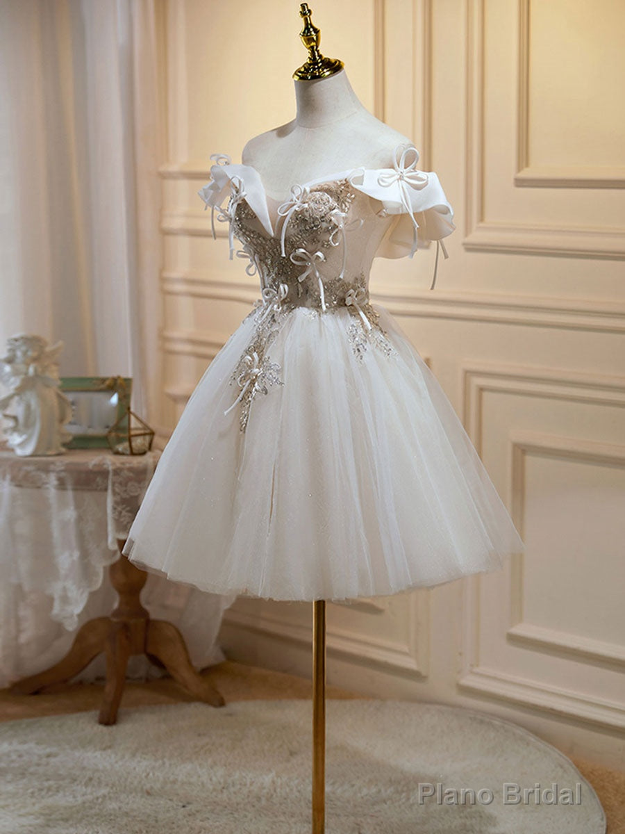 Mini/Short Light Champagne Prom Dress, Short Puffy Homecoming Dresses Main image