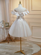 Mini/Short Light Champagne Prom Dress, Short Puffy Homecoming Dresses