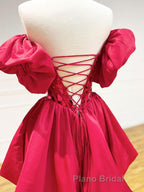 Mini/Short Red Satin Short Formal Prom Dresses, Short Homecoming Dress