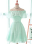 Mint Green Chiffon Short Party Dress Bridesmaid Dress, Chiffon Prom Dresses