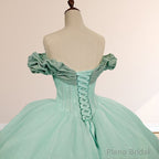 Mint Green Off the shoulder Tulle Ball Gown Quinceanera Dresses
