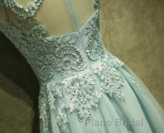 Mint Green Tulle Short Lace Beaded Knee Length Wedding Party Dresses, Lovely Homecoming Dresses Formal Prom Dresses