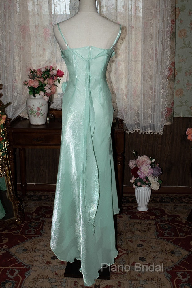 Mint Vintage Spaghetti Strap Chiffon Long Formal Prom Dresses Secondary image