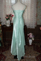 Mint Vintage Spaghetti Strap Chiffon Long Formal Prom Dresses