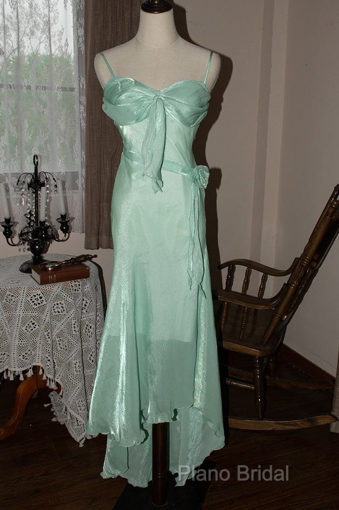 Mint Vintage Spaghetti Strap Chiffon Long Formal Prom Dresses