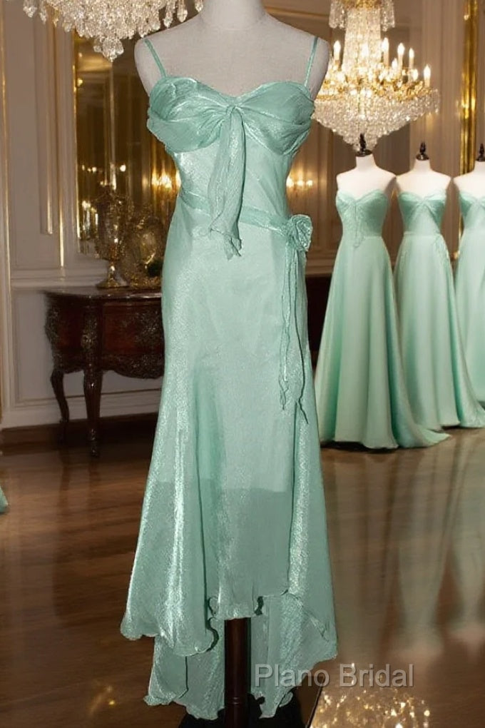 Mint Vintage Spaghetti Strap Chiffon Long Formal Prom Dresses Main image