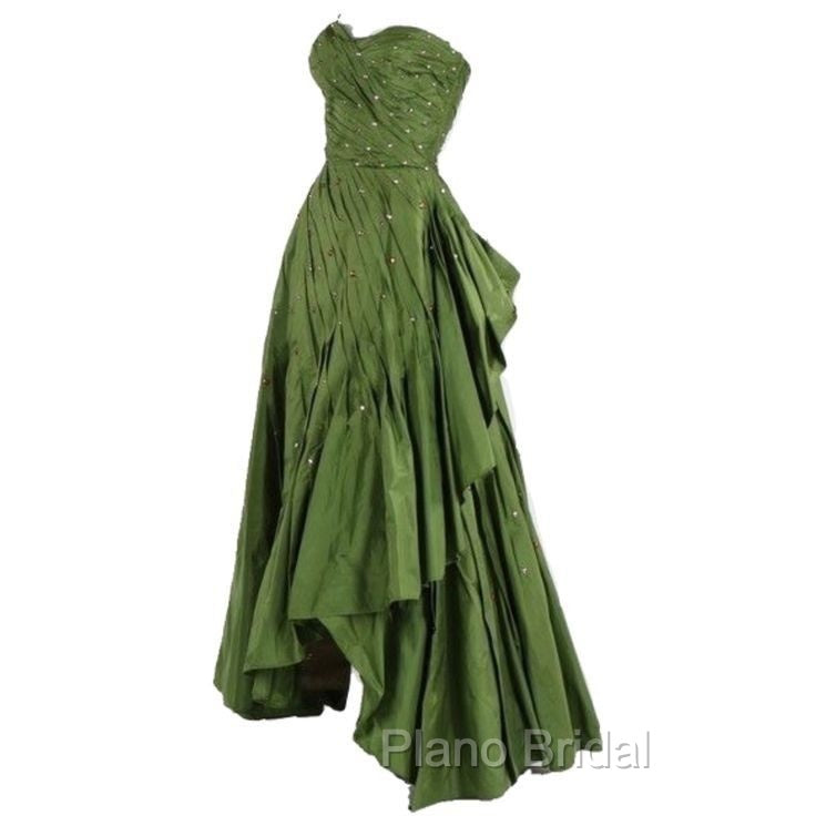 Modest Ball Gown Sweetheart Green Satin Long Evening Dresses Party Dresses Formal Dresses Formal Prom Dresses