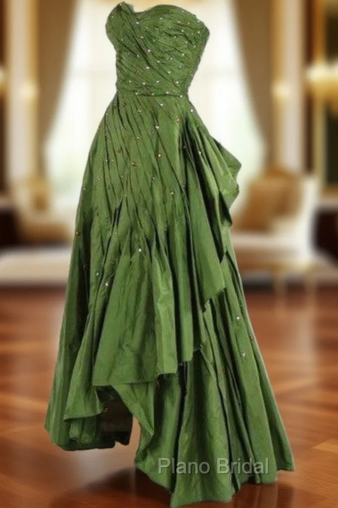 Modest Ball Gown Sweetheart Green Satin Long Evening Dresses Party Dresses Formal Dresses Formal Prom Dresses Main image