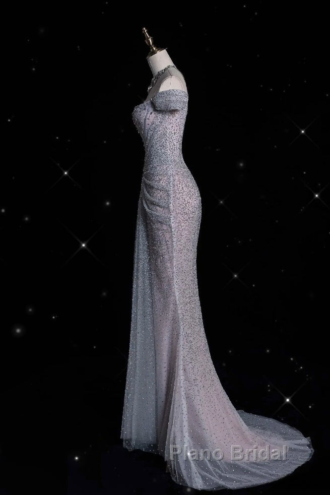 Modest Mermaid Off The Shoulder Sequin Long Formal Prom Dresses Formal Graduation Party Dresses Evening Dresses Secondary image