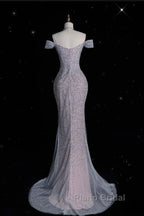 Modest Mermaid Off The Shoulder Sequin Long Formal Prom Dresses Formal Graduation Party Dresses Evening Dresses