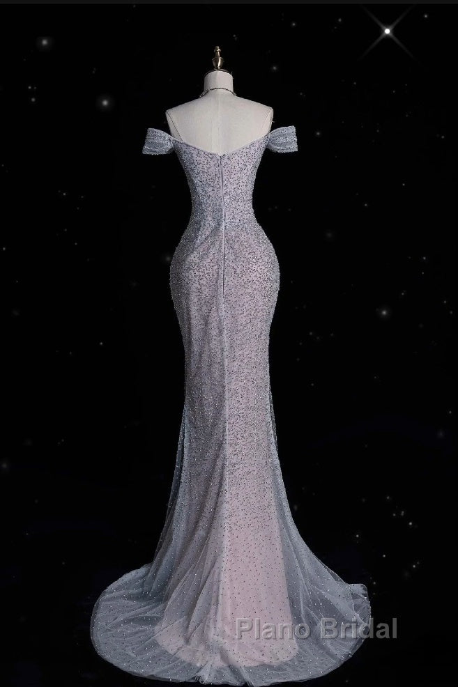 Modest Mermaid Off The Shoulder Sequin Long Formal Prom Dresses Formal Graduation Party Dresses Evening Dresses