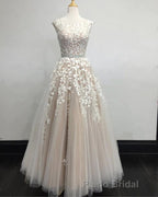 Modest Formal Prom Dresses Tulle Cap Sleeves Lace Embroidery