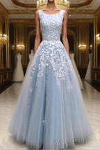 Modest Formal Prom Dresses Tulle Cap Sleeves Lace Embroidery
