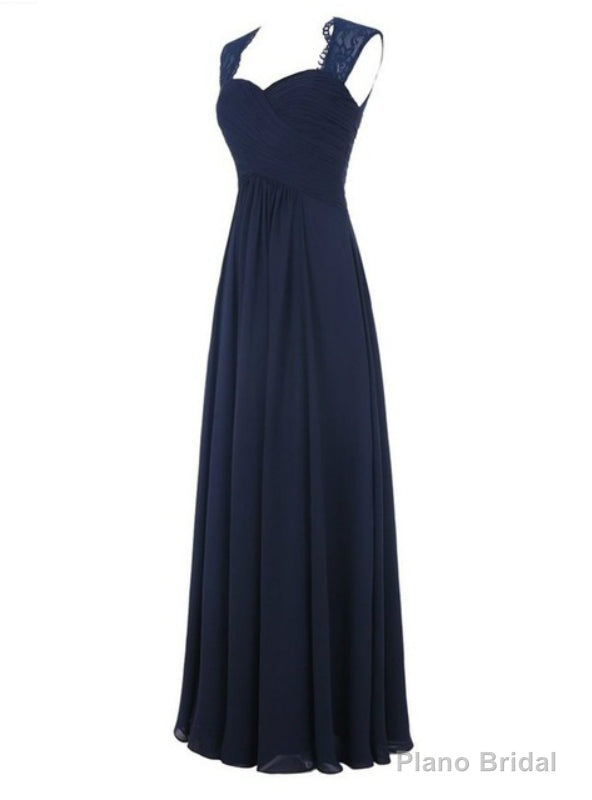 Navy Blue Chiffon Floor Length A-Line Bridesmaid Dress Main image