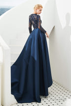 Long Sleeves Mermaid Detachable Train Prom Dresses with Train Sequined