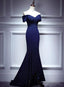 Navy Blue Mermaid Sweetheart Long Evening Dress, Blue Prom Dresses