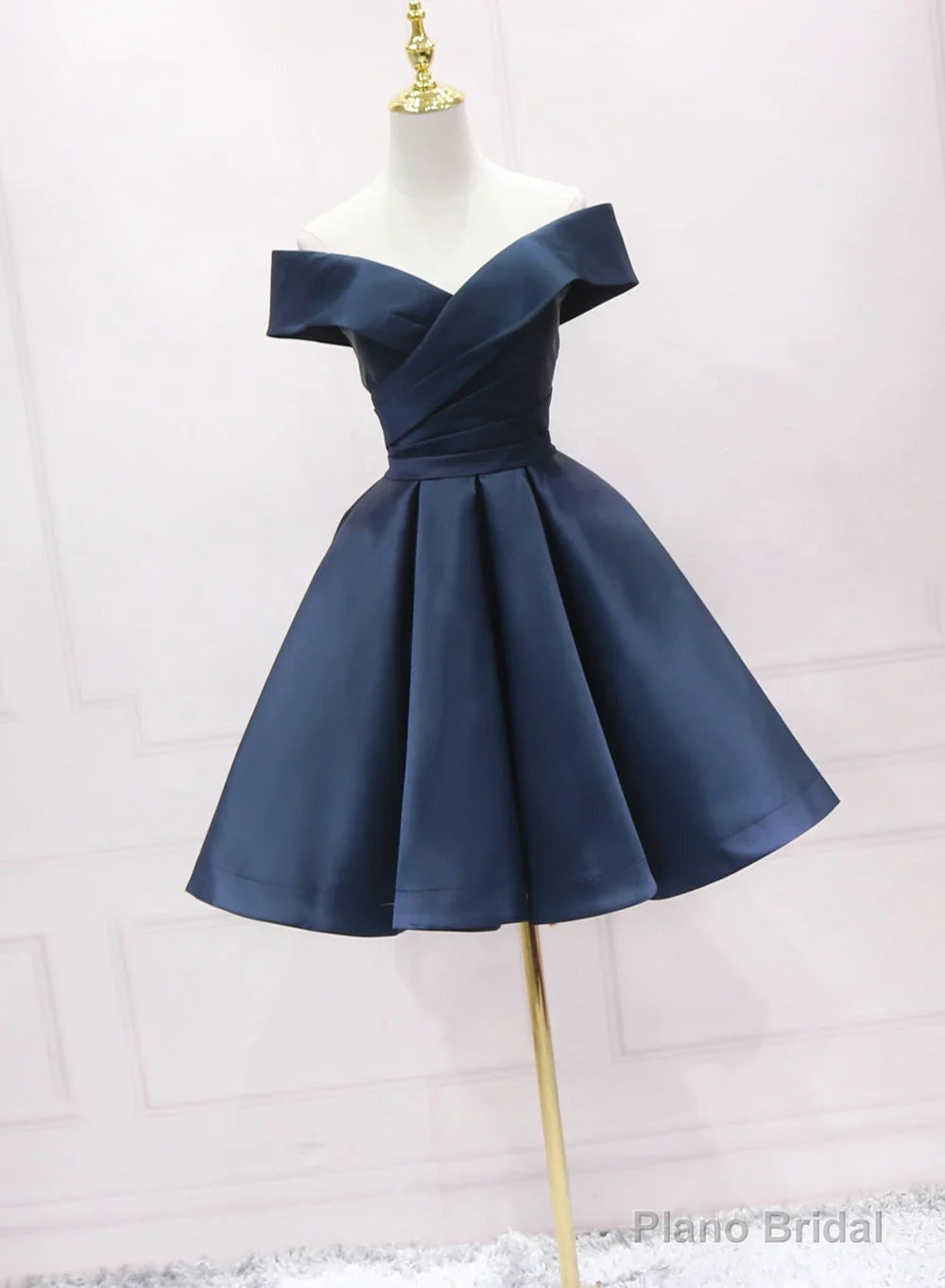 Navy Blue Satin Homecoming Dress Party Dress Sweetheart Prom Dress prom dresses shops