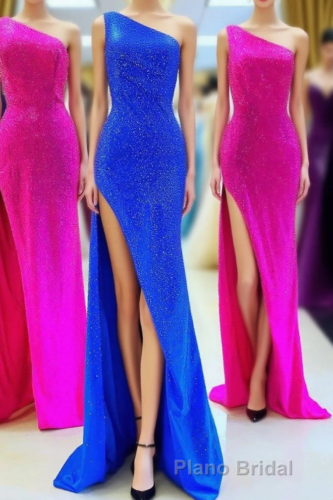 One Shoulder Mermaid Royal Blue Long Prom Dresses Main image