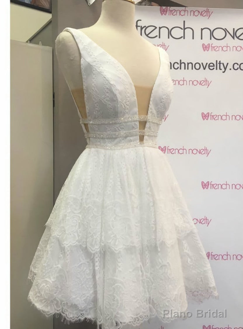 New Arrival A-line Deep V-neck Open-back Sexy Little Homecoming Dresses Main image