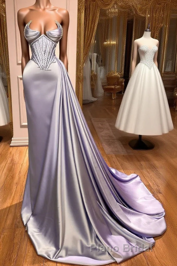 New Arrival Sleeveless Mermaid Formal Prom Dresses With Ruffles Long Main image