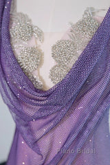 Noble Purple Mermaid Gown - Glitter Rhinestone Tulle Formal Prom Dresses For Special Ocassions