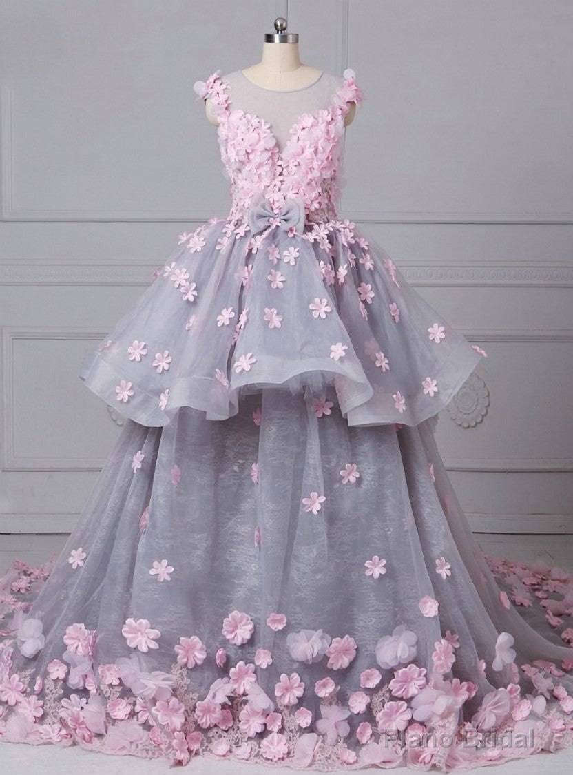 O-Neck Sleeveless Ball Gown Handmade Flowers Wedding Dresses Main image