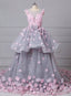 O-Neck Sleeveless Ball Gown Handmade Flowers Wedding Dresses
