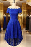 Off Shoulder Asymmetrical Dresses Royal Blue Homecoming Dresses