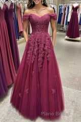 Off Shoulder Burgundy Lace Formal Prom Dress, Off the Shoulder Burgundy Formal Dress, Burgundy Lace Evening Dress