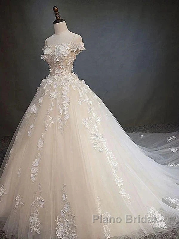 Off Shoulder Lace Long Formal Prom Wedding Dresses Secondary image