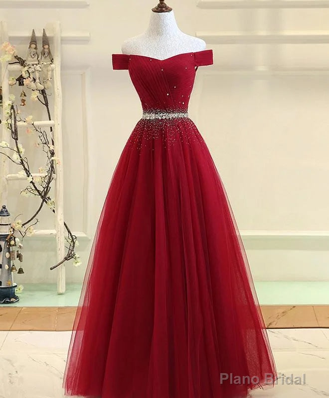 Off Shoulder Long Formal Dress, Beaded Party Dresses Main image